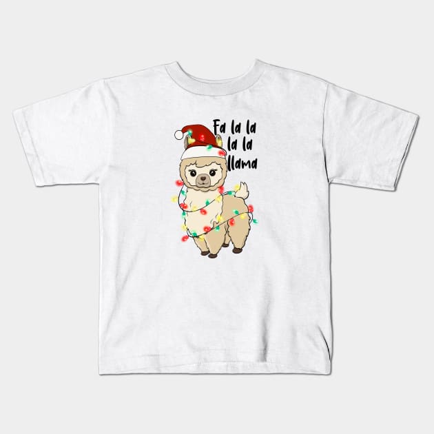 Christmas Lights Llama Kids T-Shirt by Archie & Ainslie